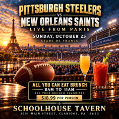 Steelers vs Saints Live from Paris - All You Can Eat Breakfast for $18.99